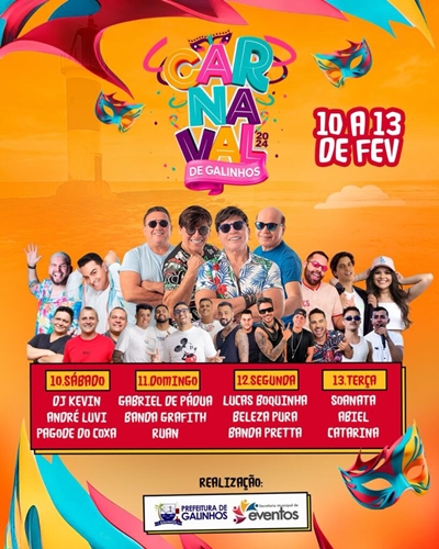 Prefeitura de Galinhos lança programação oficial do Carnaval deste ano