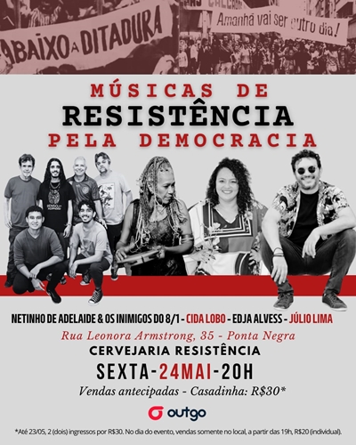 Artistas potiguares se reúnem para uma noite com música de resistência pela democracia