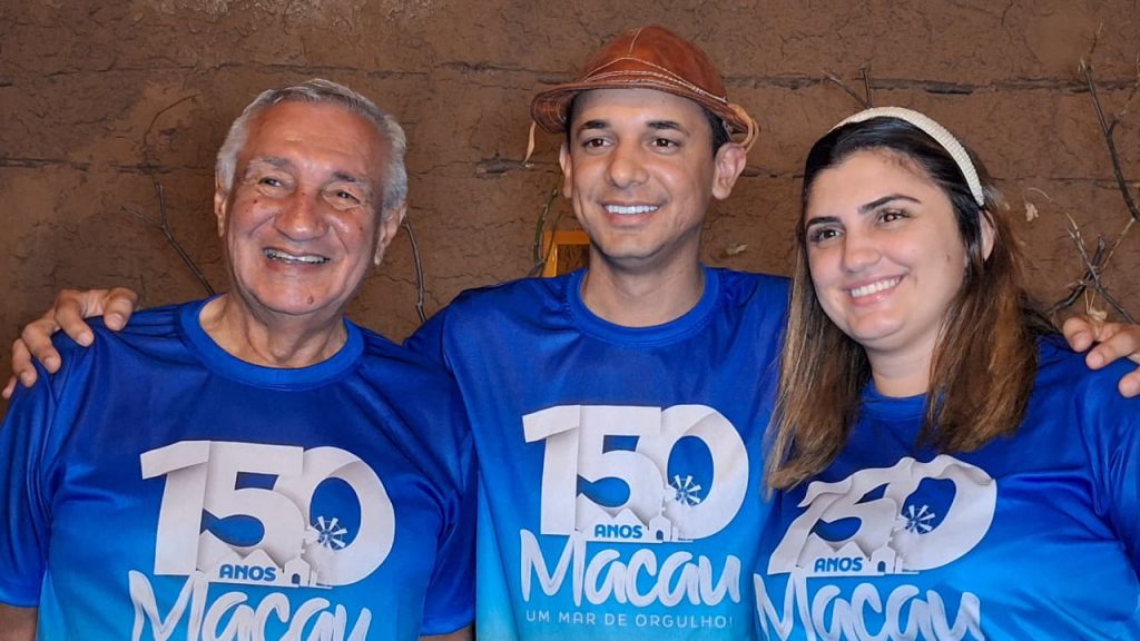 Em Macau, prefeito Allysson é recebido pela prefeita Flavinha e pelo vice-prefeito Raimundo