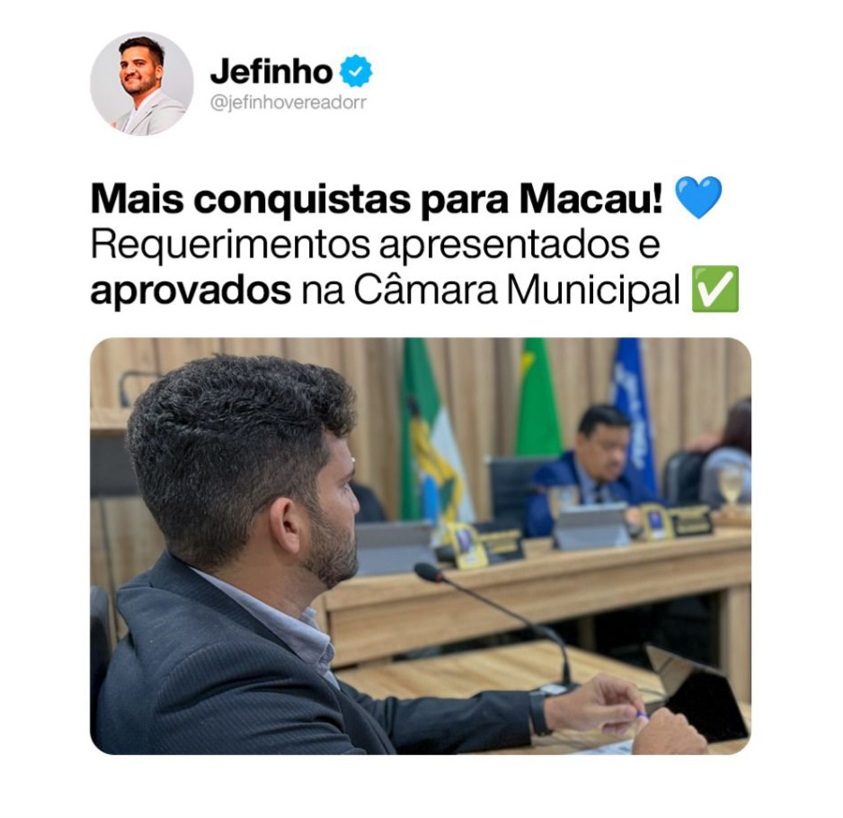 Na Câmara, Jefinho conquista avanços importantes para Macau: saúde, infraestrutura e esporte em pauta