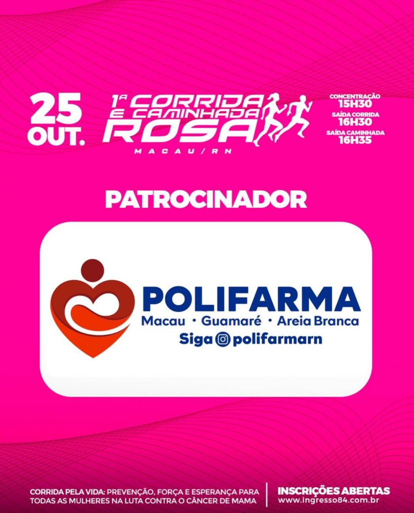 PoliFarma entra na corrida pela vida e se torna patrocinadora da 1ª Corrida Rosa de Macau