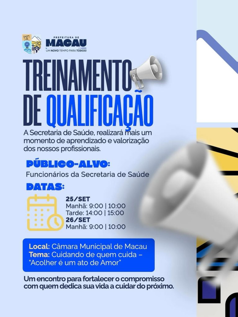 Macau: Secretaria Municipal de Saúde realizará treinamento de qualificação para profissionais