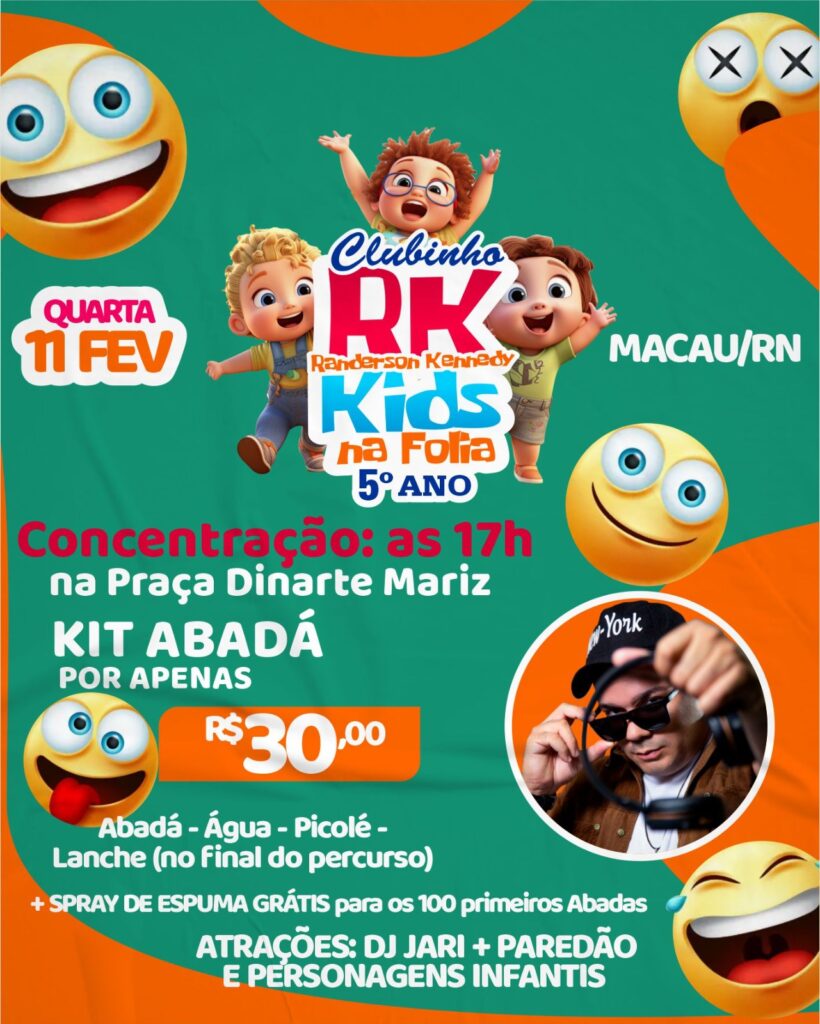 Macau: 5ª edição do Bloco Clubinho RK KIDS acontecerá dia 11 de fevereiro