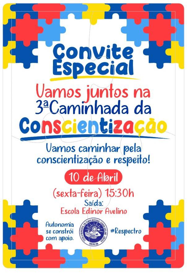 Macau: Escola Municipal Edinor Avelino realizará a 3ª Caminhada da Conscientização sobre o Autismo 