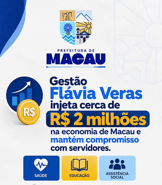 Macau: Pagamento em dia de terceirizados injeta aproximadamente R$ 2 milhões na economia do município