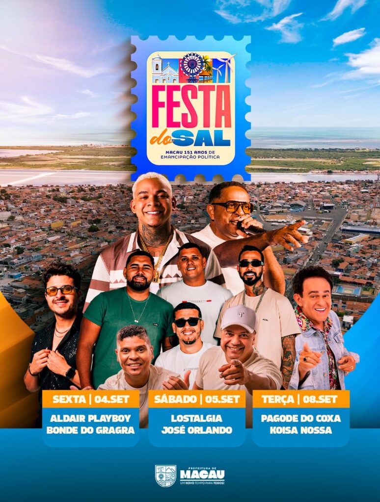 Festa do Sal 2026 terá três dias de shows em comemoração aos 151 anos de Macau